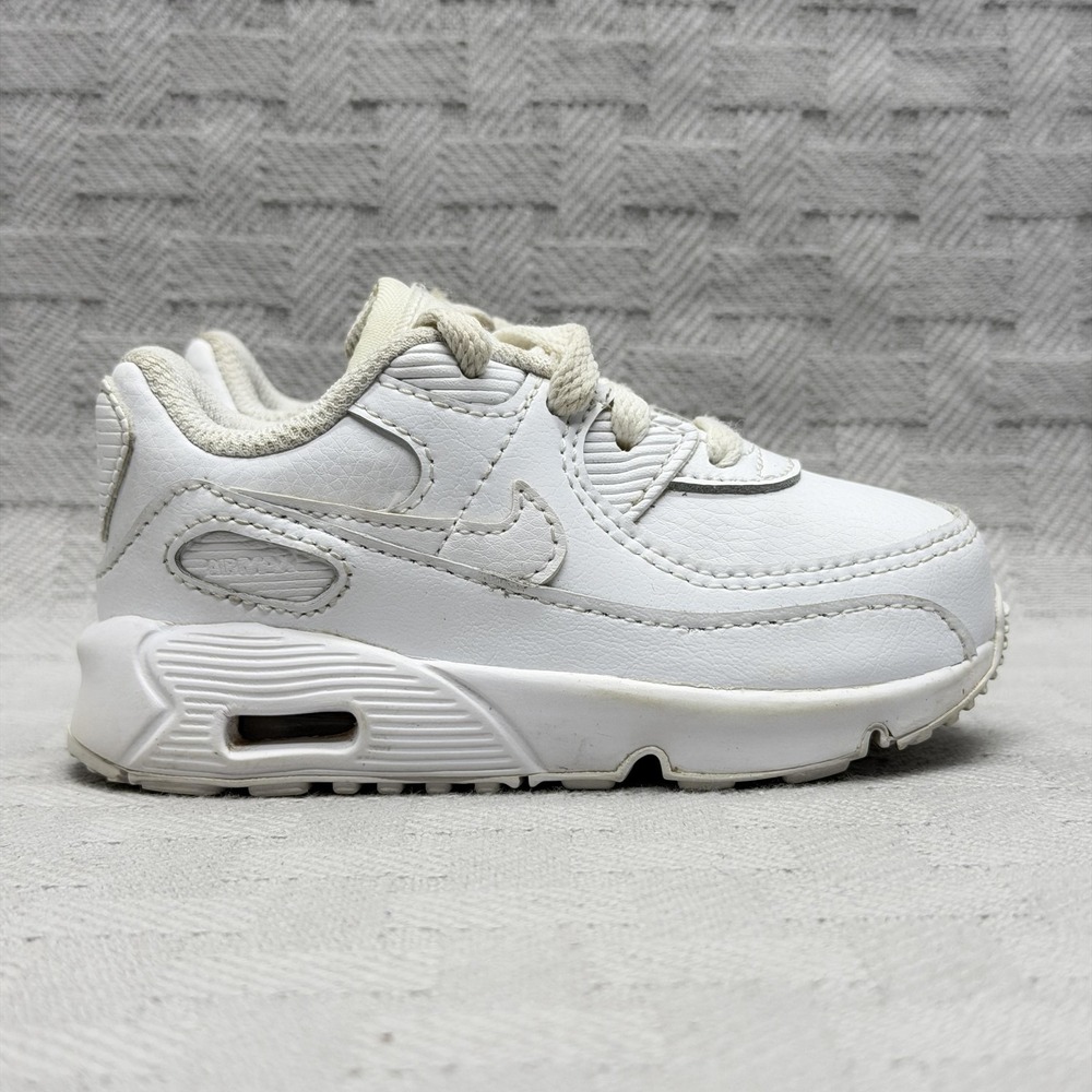 Nike Air Max 90 Leather Triple White (TD) Shoes Unisex Kids Size 6 CD6868-100